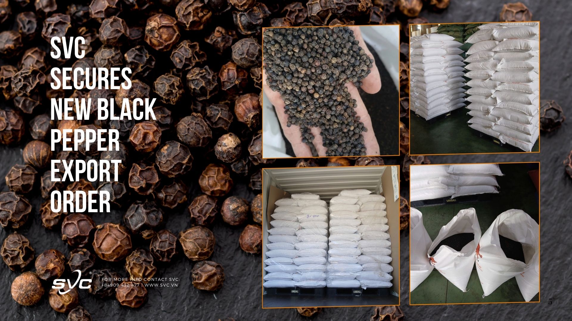 SVC Secures New Black Pepper Export Order