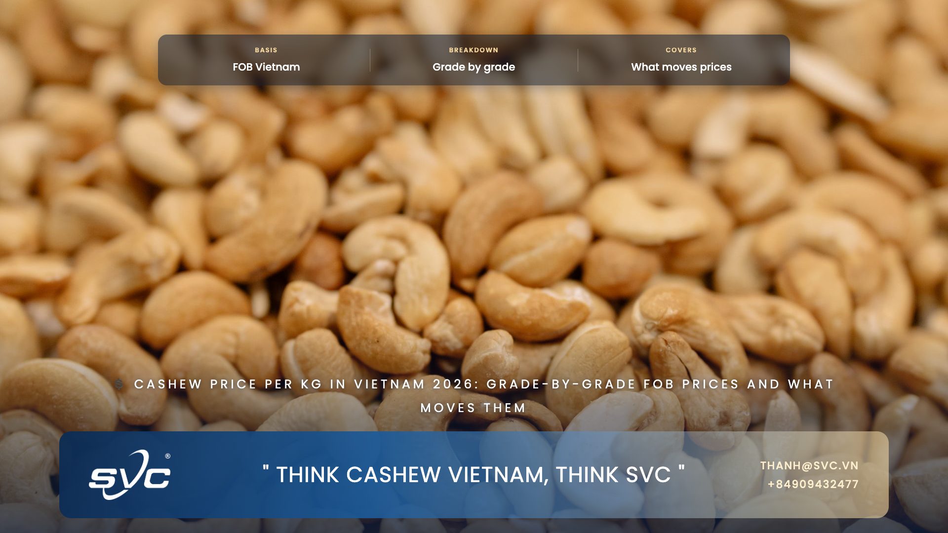 Cashew Price Per Kg In Vietnam 2026: Grade-By-Grade FOB Prices And What Moves Them